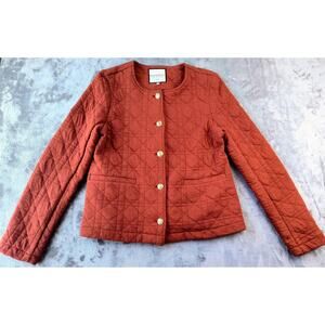 Bagatelle Quilted Rust Colored Jacket with Gold Buttons, Size - Medium